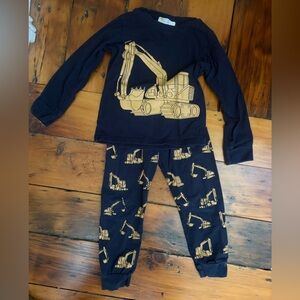 Kids' Black and Gold Excavator Pant and Shirt Set, Size 4T
